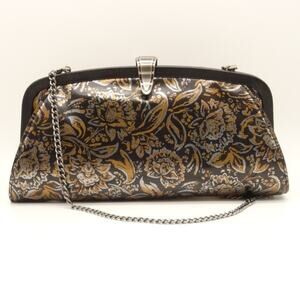 PATRICIA NASH TRI-METALLIC LEATHER ARDALES CLUTCH CROSSBODY CHAIN STRAP BAG